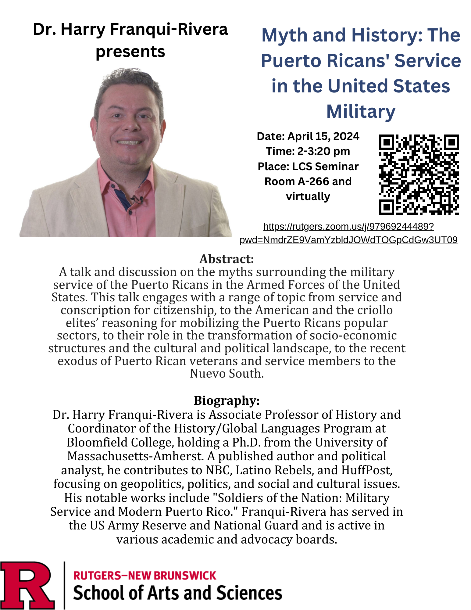 Dr. Harry Franqui Rivera Presentation Flyer
