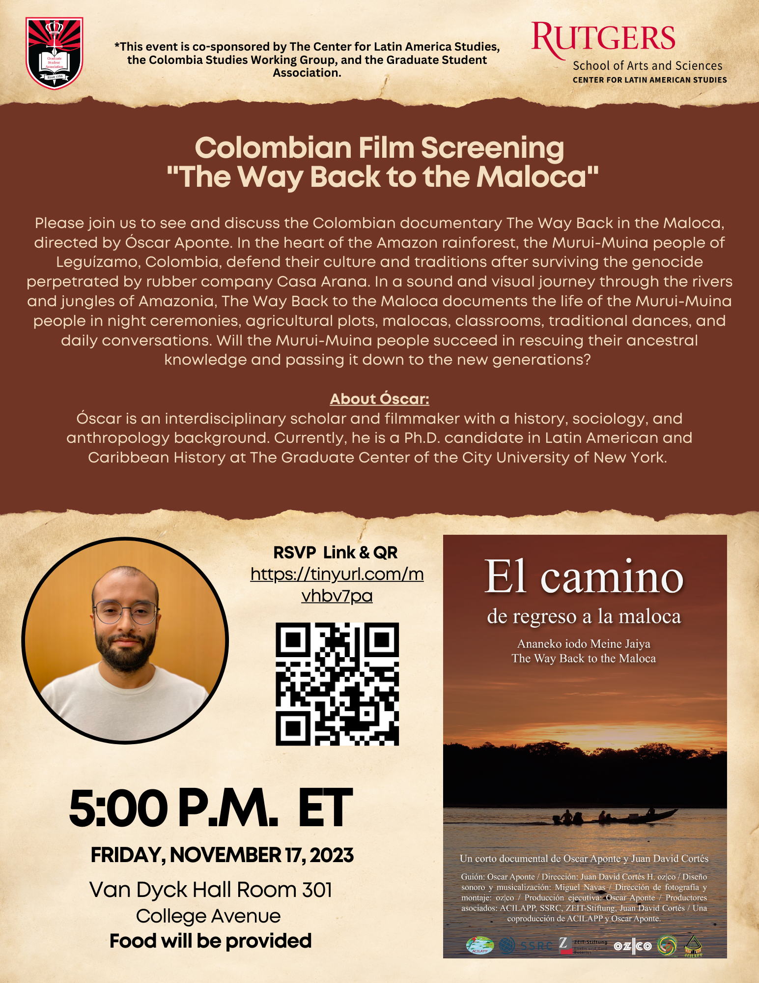 Final RUTGERS Colombian Film Screening The Way Back to the Maloca