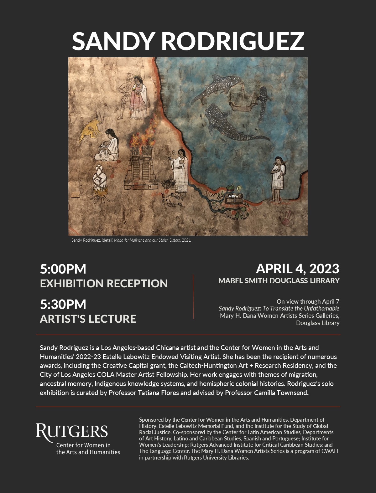 Sandy Rodriguez 4 4 23 Artists Lecture flyer